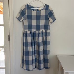 Clad and cloth buffalo check midi dress